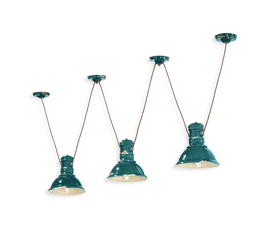 obrazek 4 Prestiżowa włoska lampa wisząca z trzema światłami w stylu retro