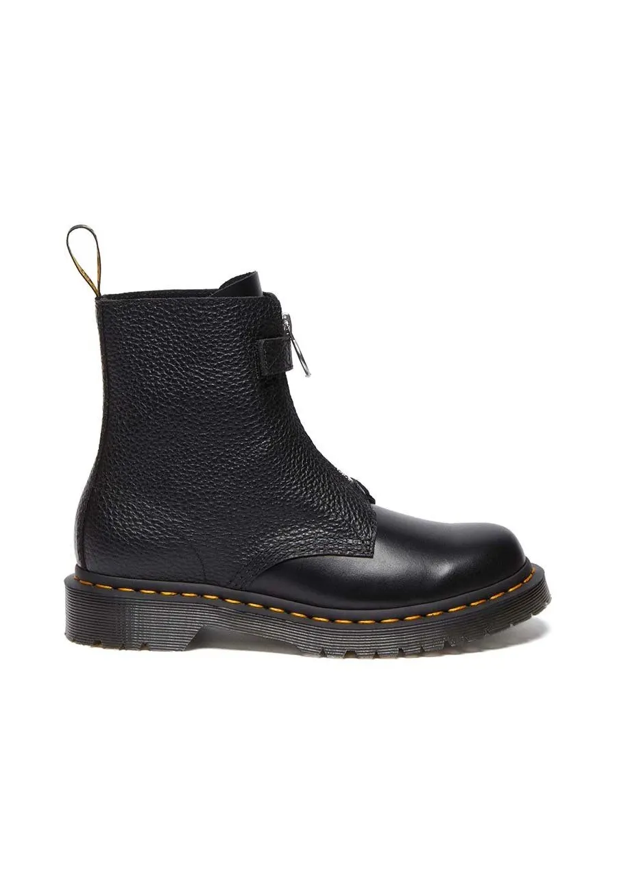 obrazek 1 Dr. Martens botki skórzane 1460 Pascal Frnt Zip damskie kolor czarny na płaskim obcasie DM32054001
