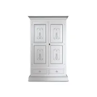 Picture Lacquered wardrobe with 2 doors and 1 drawer with ash-colored profiles and 1 clothes rail - Zanini
