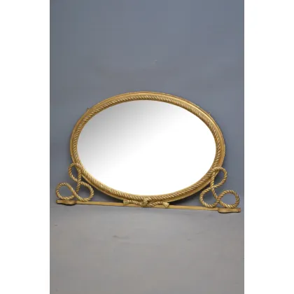 Zdjęcie Wiktoriańskie pozłacane lusterko o owalnym kształcie z dekoracją skręconej liny - antyk