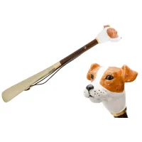 Picture Original brown shoe horn with a handle in the shape of a dog's head - Pasotti