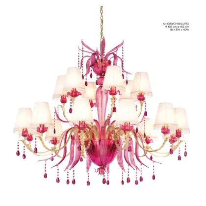 Zdjęcie Żyrandol z 18 światłami z czerwonym szkłem Murano - Il Paralume Marina