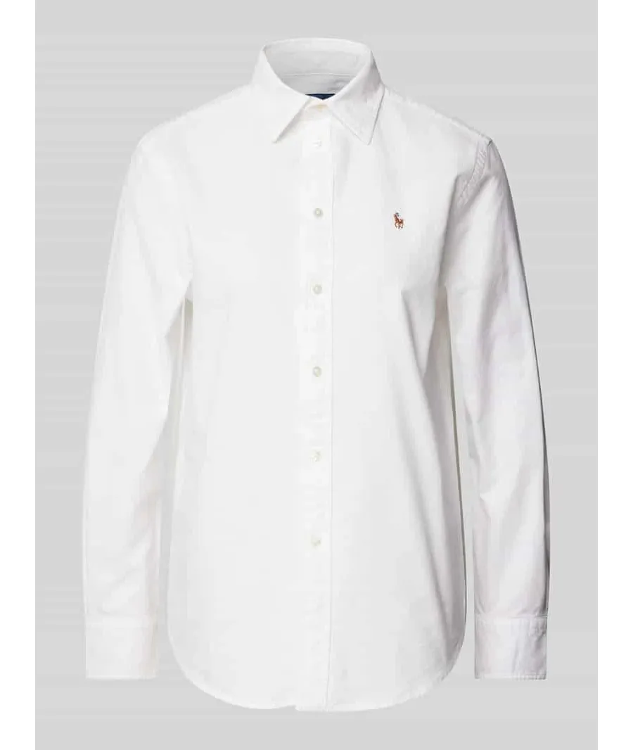 obrazek 1 Bluzka koszulowa o kroju classic fit z wyhaftowanym logo