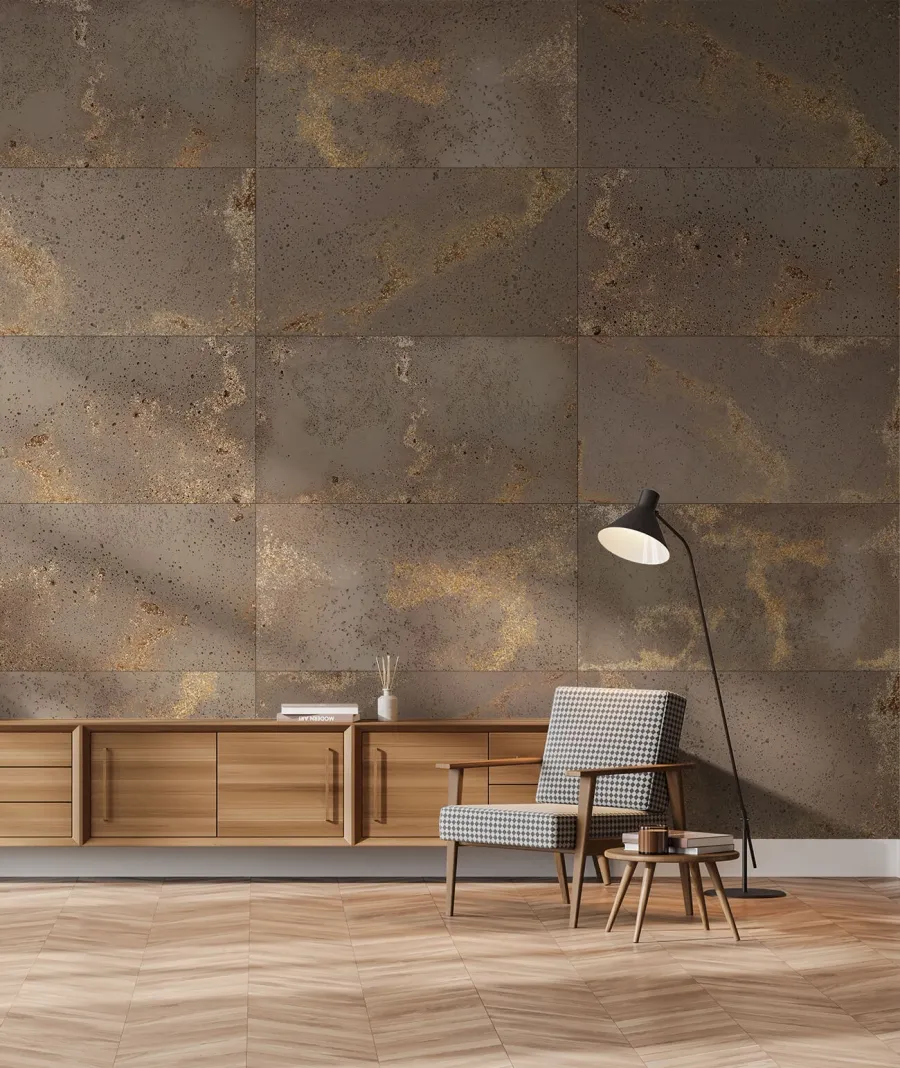 obrazek 1 100x50 cm DS - (brązowy, złote kruszywo) - płyta beton architektoniczny ultralekka