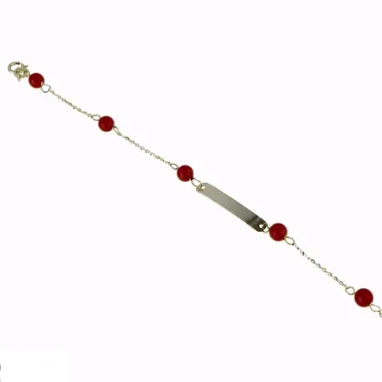 Zdjęcie Dziewczęca bransoletka z płytką i koralowymi kulami