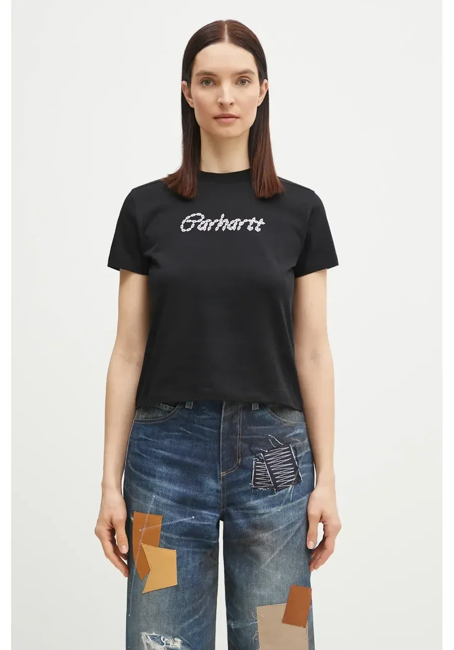 obrazek 1 Carhartt WIP t-shirt bawełniany S/S Chained T-Shirt damski kolor czarny I034693