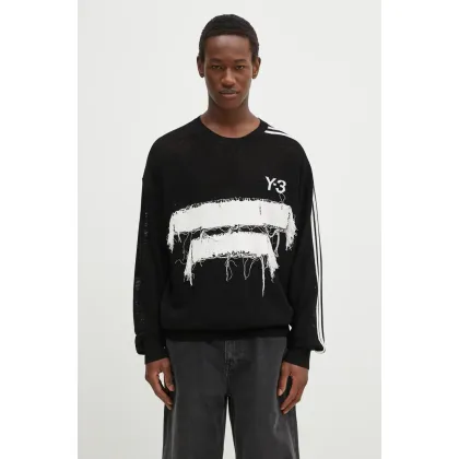 Zdjęcie Y-3 sweter Graphic Knit Crew męski kolor czarny lekki JN4873