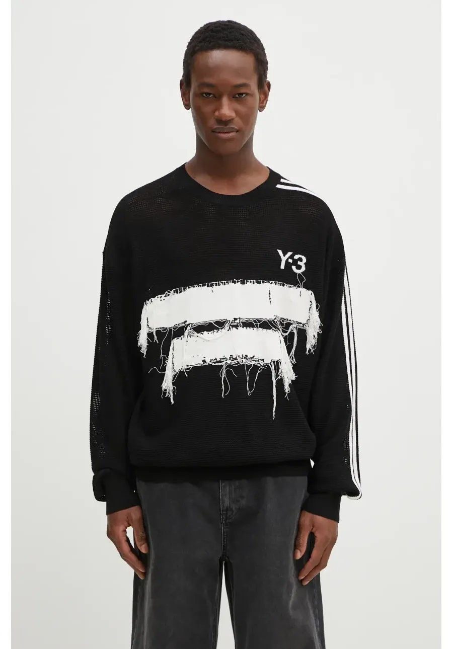 obrazek 1 Y-3 sweter Graphic Knit Crew męski kolor czarny lekki JN4873