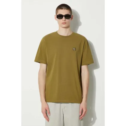 Zdjęcie Maison Kitsuné t-shirt bawełniany Bold Fox Head Patch Comfort Tee Shirt męski kolor zielony z aplikacją MM00127KJ0118