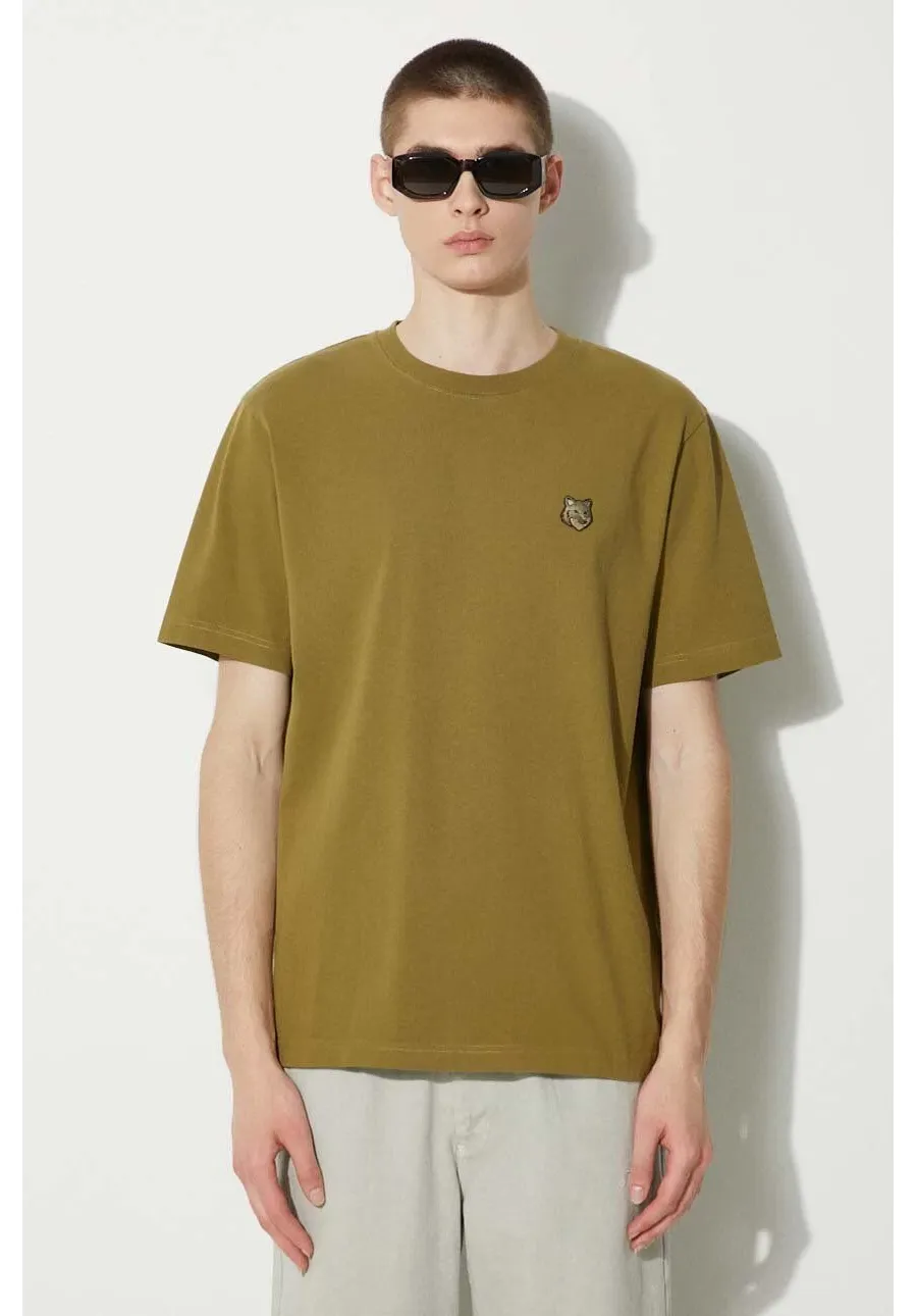 obrazek 1 Maison Kitsuné t-shirt bawełniany Bold Fox Head Patch Comfort Tee Shirt męski kolor zielony z aplikacją MM00127KJ0118