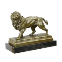 Picture A prestigious lion sculpture made of bronze and marble