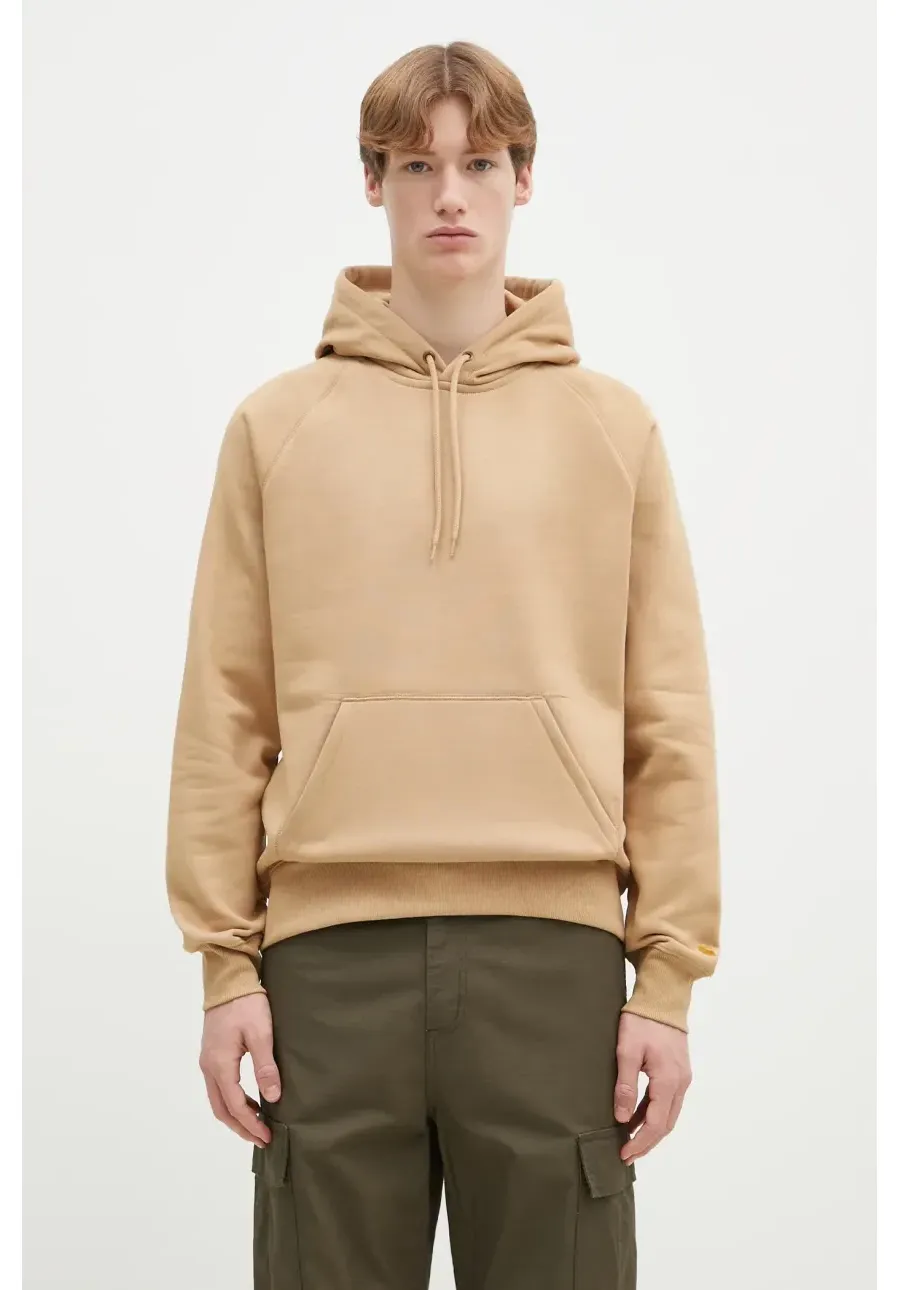 obrazek 1 Carhartt WIP bluza Hooded Chase Sweat męska kolor beżowy z kapturem gładka I033661.2N1XX