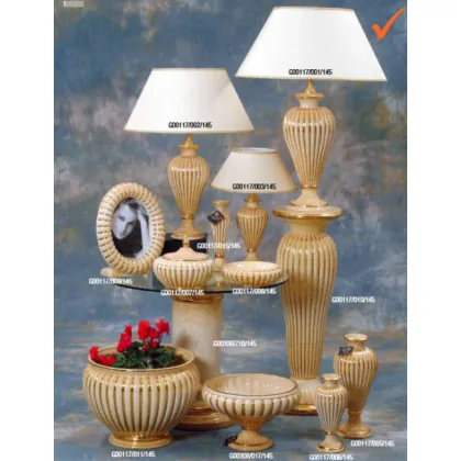 Zdjęcie Fascynująca ceramiczna lampa w beżowe złote kropki