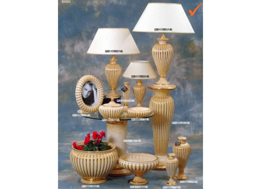 obrazek 1 Fascynująca ceramiczna lampa w beżowe złote kropki