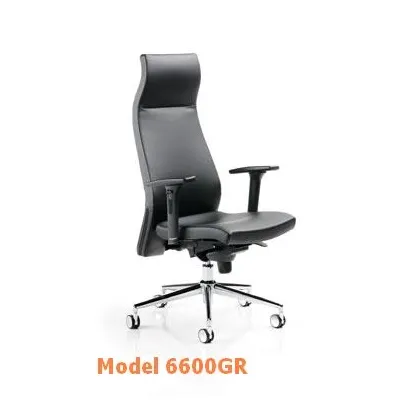 Picture Black leather armchair on wheels