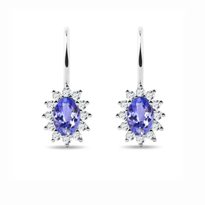 Zdjęcie Kolczyki wykonane z białego złota z tanzanitami i brylantami KLENOTA