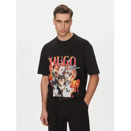 Zdjęcie HUGO T-Shirt Dugie 50538259 Czarny Oversize