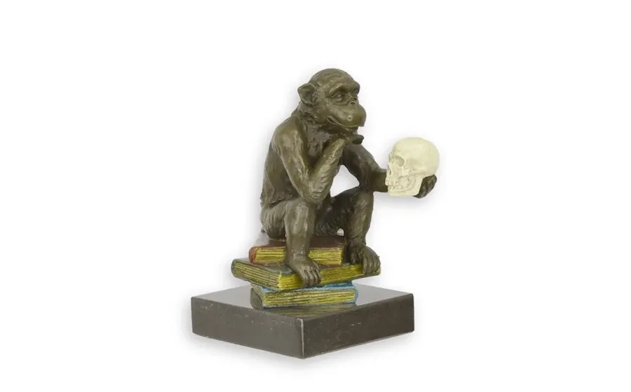 obrazek 1 Ekskluzywna brązowa rzeźba filozofującej małpy Darwina
