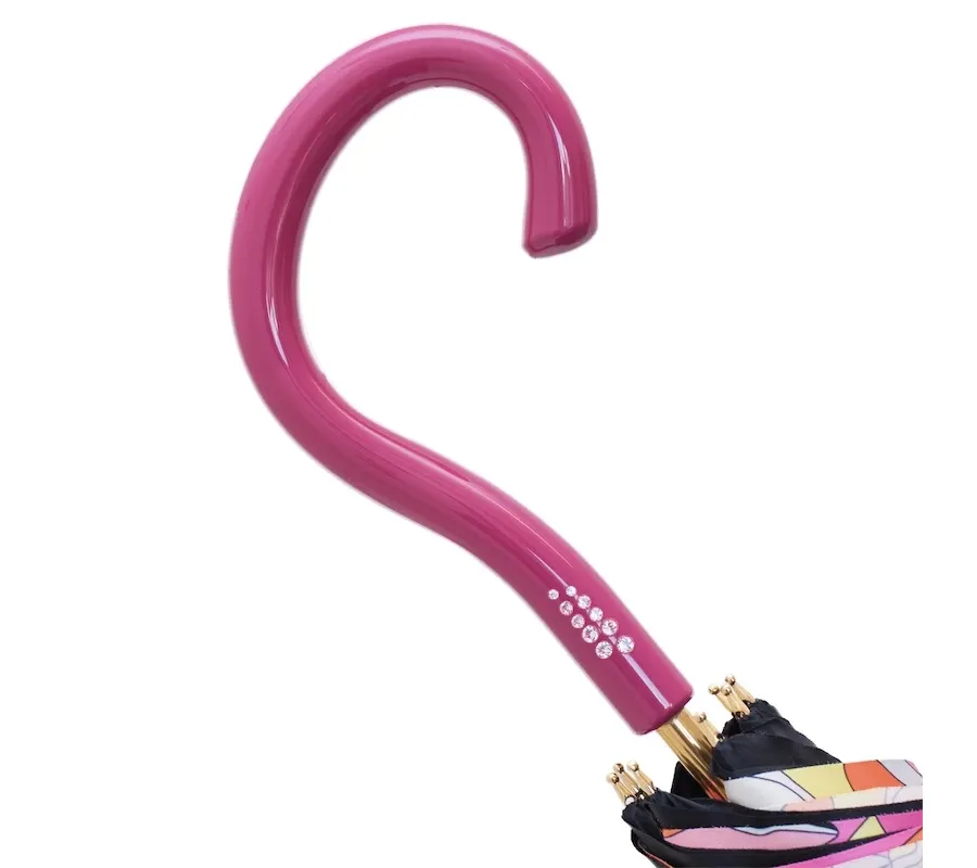 obrazek 5 Stylowy parasol damski w kolorze czarno-różowym – Pasotti