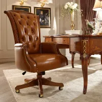 Picture Exclusive baroque armchair for an office or study with a walnut finish