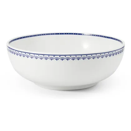 Zdjęcie Luksusowa miska na sałatkę z porcelany z niebieskim geometrycznym zdobieniem - Leander