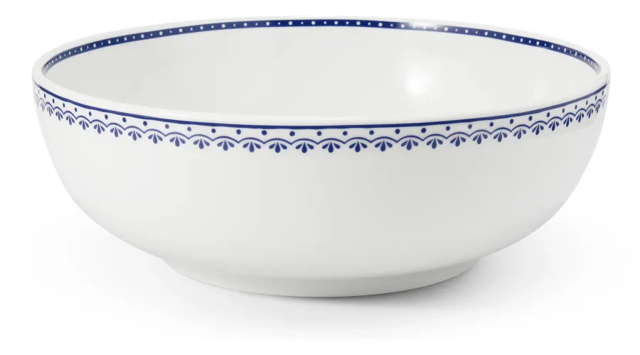 obrazek 1 Luksusowa miska na sałatkę z porcelany z niebieskim geometrycznym zdobieniem - Leander