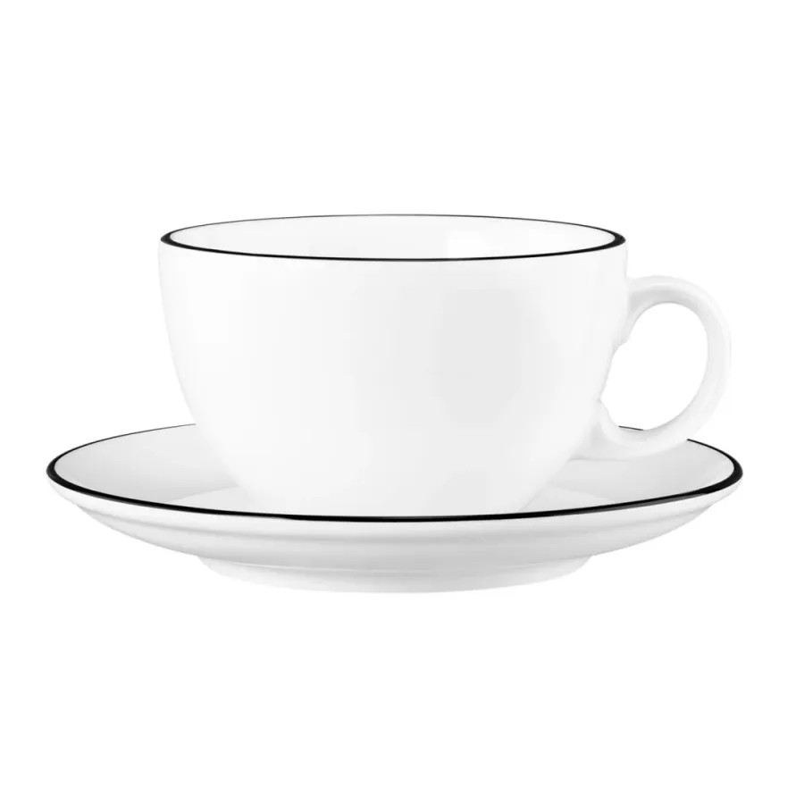 obrazek 1 Stylowa porcelanowa filiżanka do kawy zdobiona czarną obwódką - Seltmann Weiden