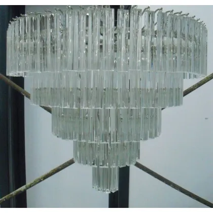 Zdjęcie Stylowy żyrandol z trójścianami z bezbarwnego szkła Murano - Il Paralume Marina