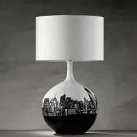 Zdjęcie Piękna niepowtarzalna lampa z kulistą ceramiczną podstawą