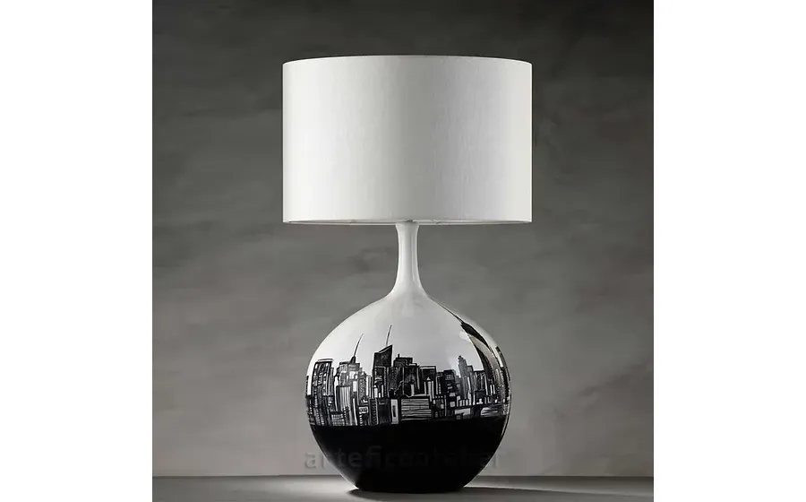 obrazek 1 Piękna niepowtarzalna lampa z kulistą ceramiczną podstawą