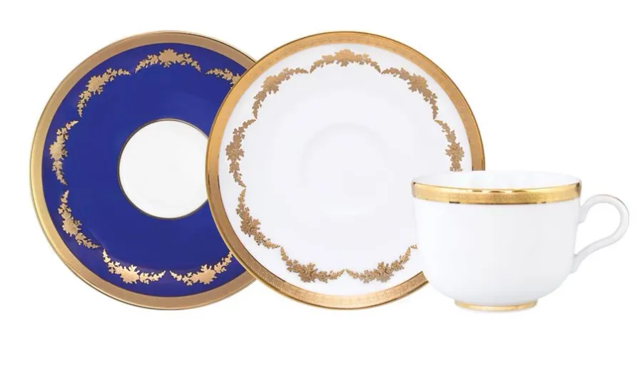obrazek 1 Stylowa porcelanowa filiżanka do herbaty z 2 spodkami