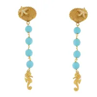 Picture Eye-catching earrings I8 carat gold-plated silver White zircons Turquoise paste