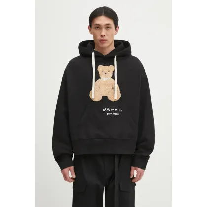 Zdjęcie Palm Angels bluza bawełniana Bear In Mind męska kolor czarny z kapturem z aplikacją PMBB172S25FLE0011060