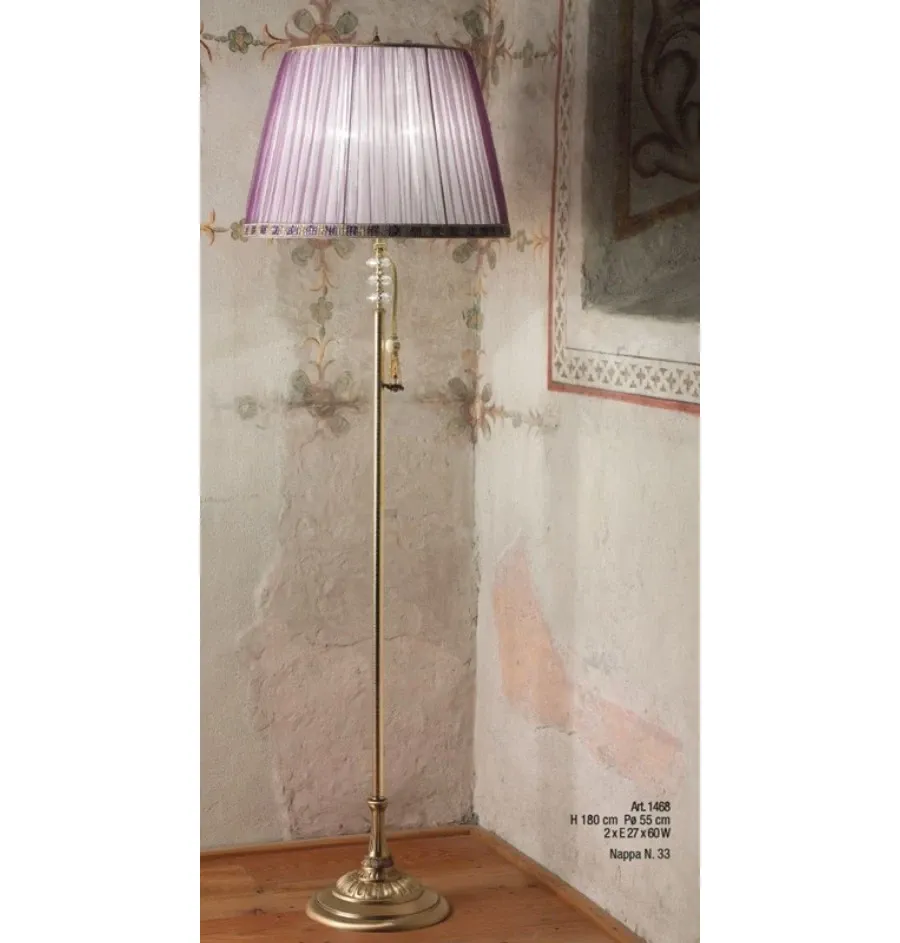 obrazek 1 Lampa podłogowa z polerowaną mosiężną rurą diamentową i wstawkami Swarovskiego – Il Paralume Marina