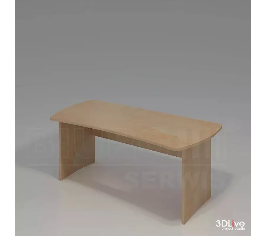 obrazek 1 Biurko na nogach z płyty, blat lekko wyprofilowany łukowato o głębokości 85 cm. - Biuro Serwis