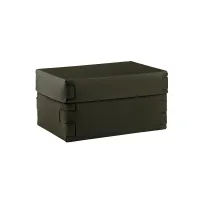 Zdjęcie Piękne ciemnooliwkowe skórzane pudełko Snob 25x15xH13,5 cm