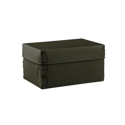 Zdjęcie Piękne ciemnooliwkowe skórzane pudełko Snob 25x15xH13,5 cm