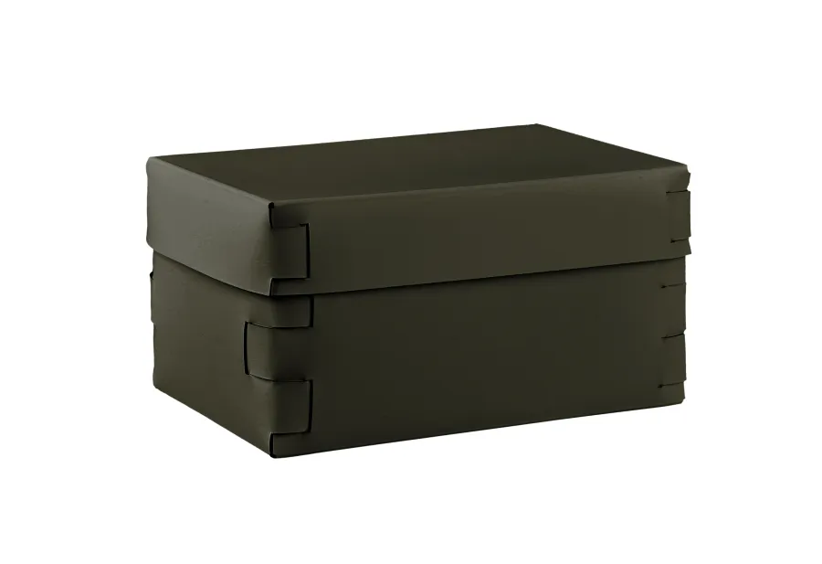 obrazek 1 Piękne ciemnooliwkowe skórzane pudełko Snob 25x15xH13,5 cm