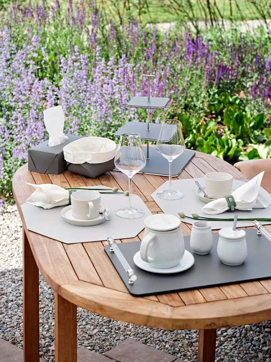 obrazek 2 Skórzany szary koszyk Flora w rozmiarze 15x15xH7 cm