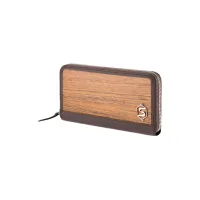 Picture Stylish women's purse made of brown cowhide and natural Amazaque wood