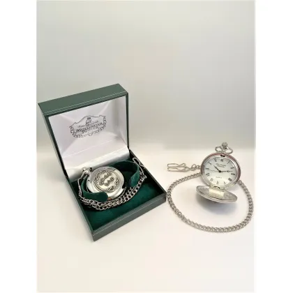 Zdjęcie Klasyczny męski zegarek kieszonkowy z pewteru