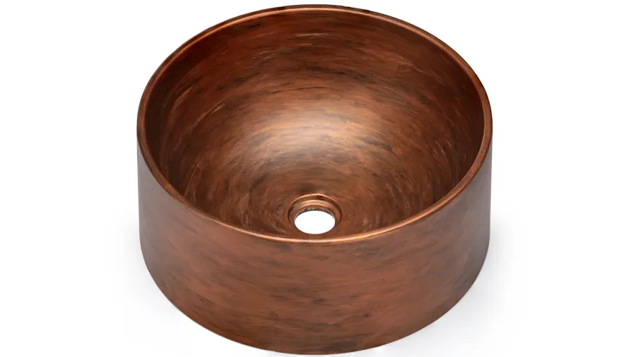 obrazek 1 Elitarna umywalka 40 cm COLUMBA BASIC, bez przelewu – AGED METAL, miedziany i czarny, lakier matowy