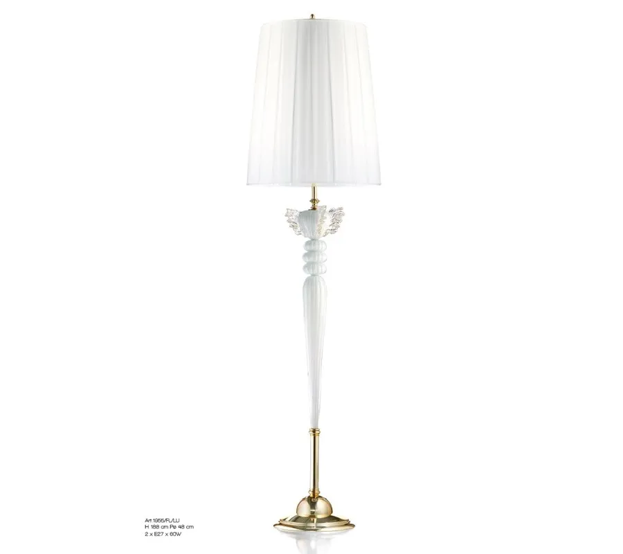 obrazek 1 Stylowa lampa podłogowa z białego szkła Murano z „płomieniami” - Il Paralume Marina