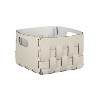 Picture Stylish Bottega leather basket 25x25xH20 cm in a unique vanilla color