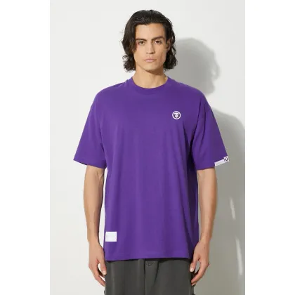 Zdjęcie AAPE t-shirt bawełniany Tee męski kolor fioletowy gładki AAPTEM1414XXM