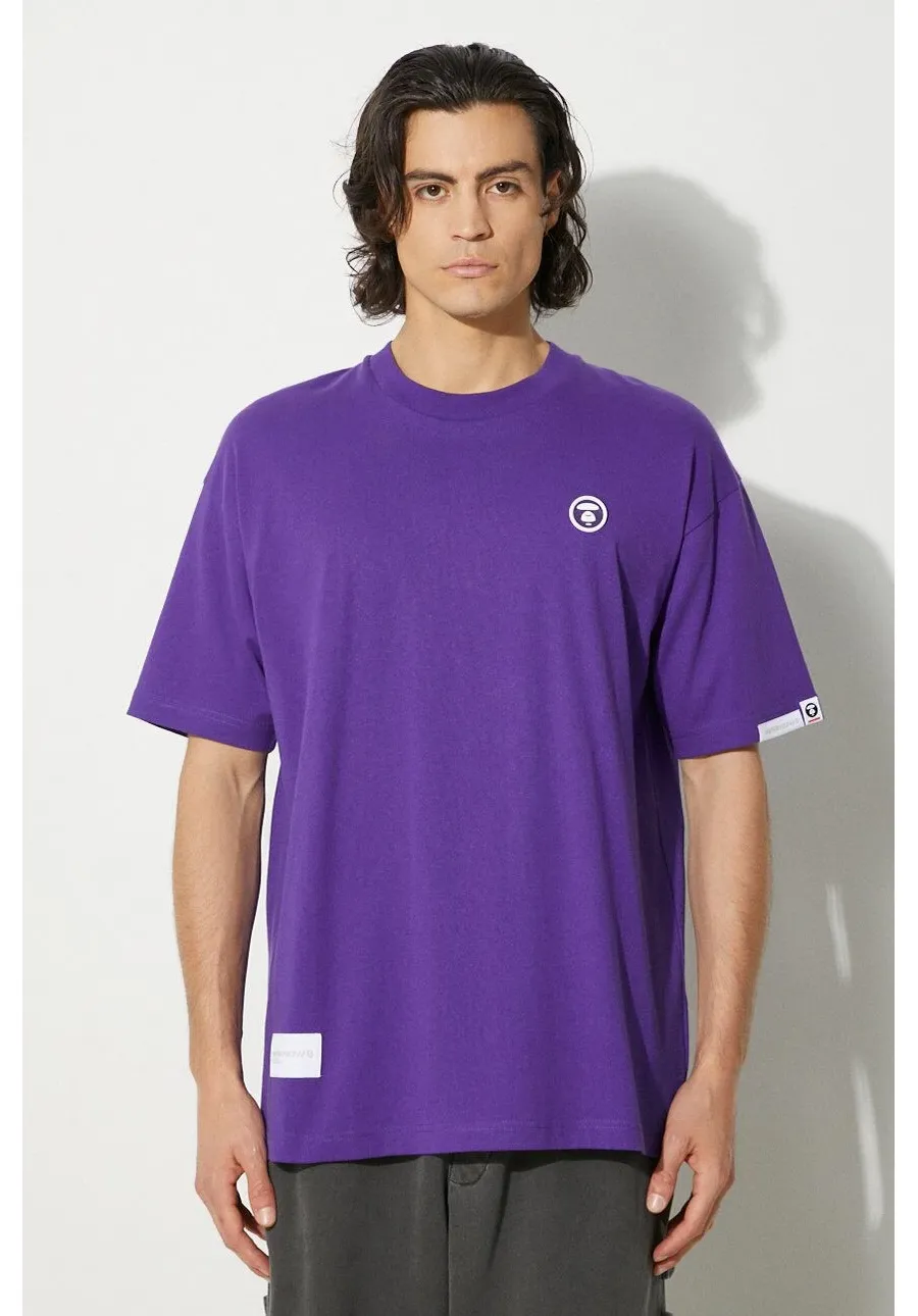 obrazek 1 AAPE t-shirt bawełniany Tee męski kolor fioletowy gładki AAPTEM1414XXM