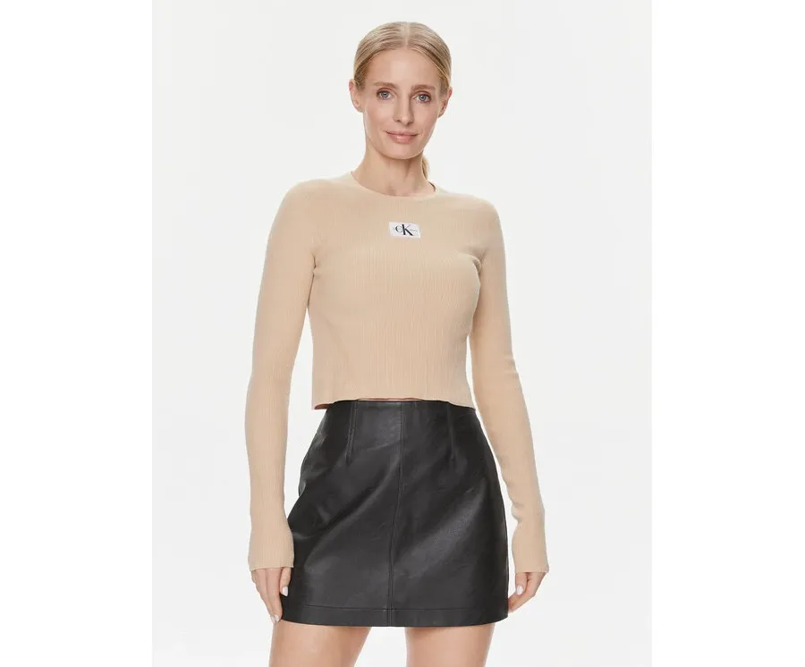 obrazek 1 Calvin Klein Jeans Sweter Variegated J20J223233 Beżowy Slim Fit