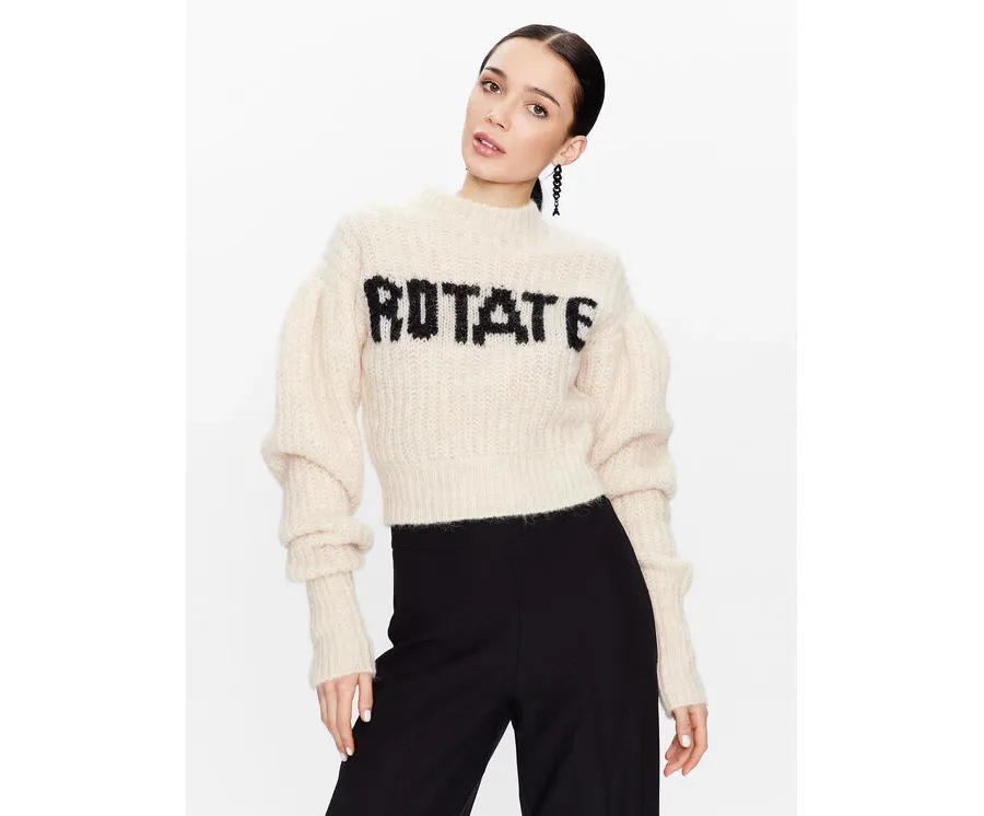 obrazek 1 ROTATE Sweter Knit Puff Sleeve RT2287 Écru Regular Fit