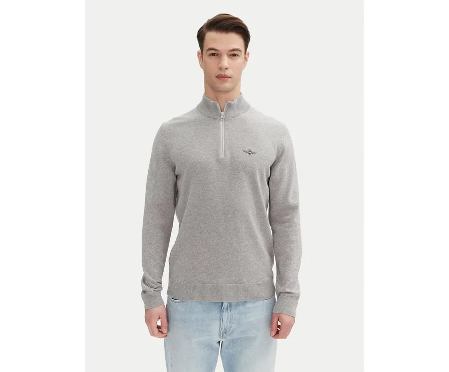 obrazek 1 Aeronautica Militare Sweter 251MA1489L506 Szary Regular Fit