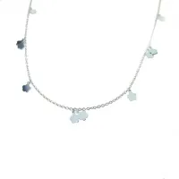 Picture White gold chain with hanging flowers, cm.44